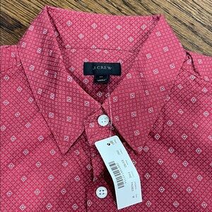 J. Crew Men's Red Geometric Button Down Shirt